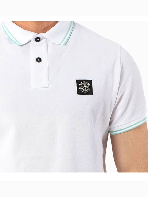 Men's Two Line Wappen Patch Cotton Short Sleeve Polo Shirt White - STONE ISLAND - BALAAN 6