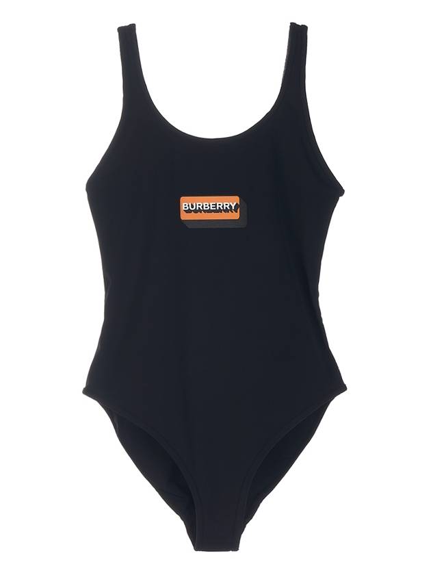 Logo One Piece Swimsuit Black - BURBERRY - BALAAN.