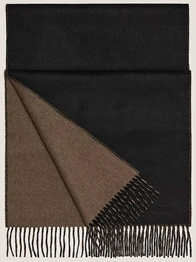 Recto Verso Reversible Cashmere Muffler Noir Etoupe - HERMES - BALAAN 2