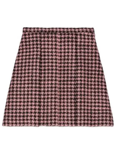 Houndstooth Wool Short A-line Skirt Pink - GUCCI - BALAAN 2