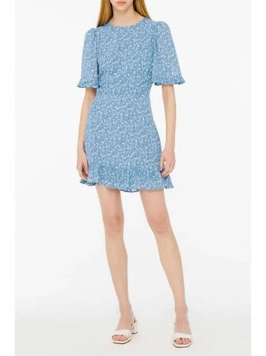 Floral pattern frill dress blue 270419 - REFORMATION - BALAAN 1