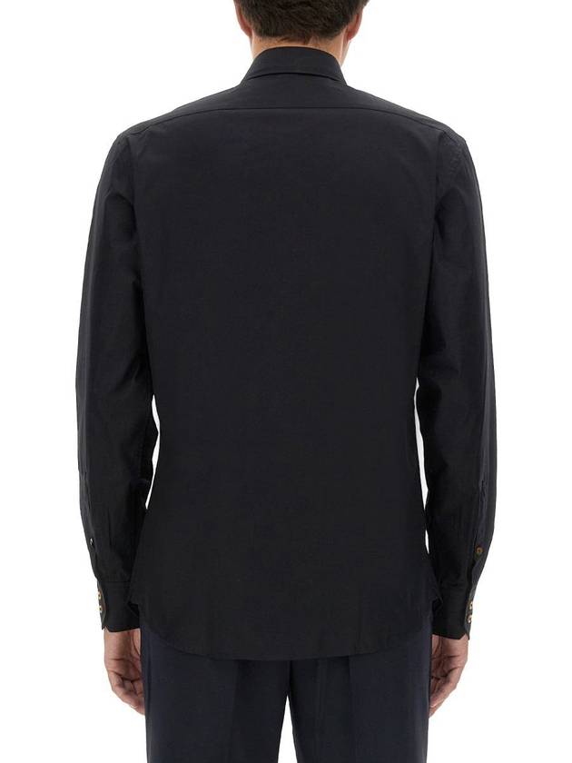 Men's Embroidered ORB Long Sleeve Shirt Black - VIVIENNE WESTWOOD - BALAAN 4