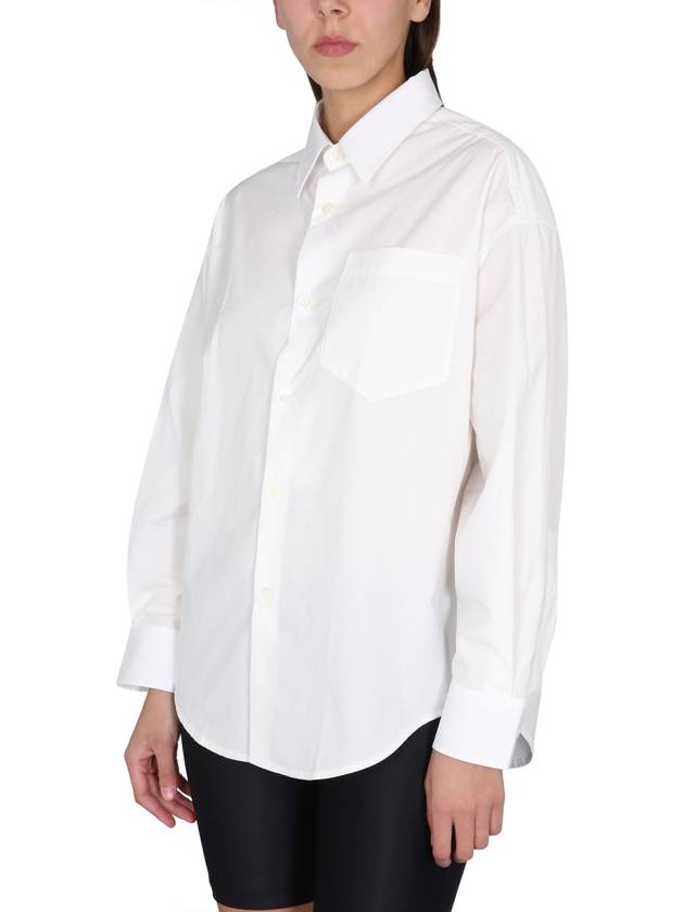 Chest Pocket Boxy Fit Poplin Long Sleeve Shirt White - AMI - BALAAN 5