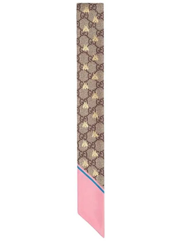 GG Bee Motif Silk Neck Bow Scarf Beige Pink - GUCCI - BALAAN 4