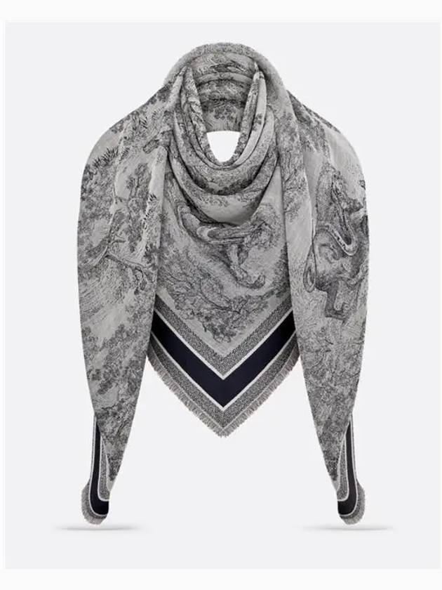 Toile De Jouy Shawl Scarf Blue - DIOR - BALAAN 4