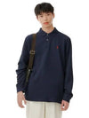 Custom Slim Fit Long Sleeve Mesh Polo Blue - POLO RALPH LAUREN - BALAAN 2