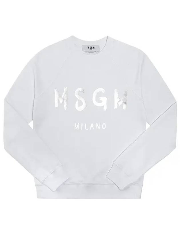 Milano Brushed Logo Long Sleeve T-Shirt White - MSGM - BALAAN 3