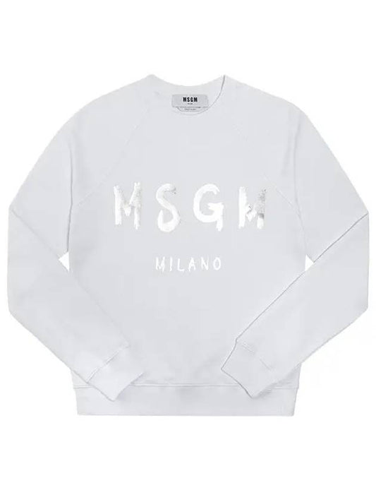 Milano Brushed Logo Long Sleeve T-Shirt White - MSGM - BALAAN 2