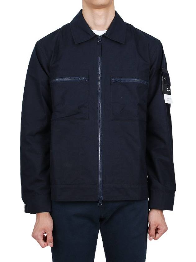 Cotton Canvas Zip-up Jacket Navy - STONE ISLAND - BALAAN 3