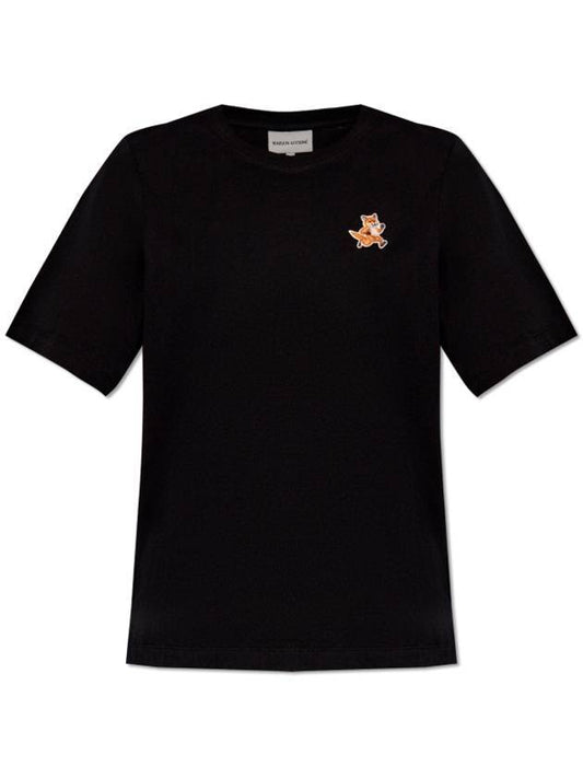 Speedy Fox Patch Comfort Short Sleeve T Shirt Black - MAISON KITSUNE - BALAAN 1