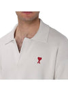 Small Heart Long Sleeve Polo Shirt White - AMI - BALAAN 5