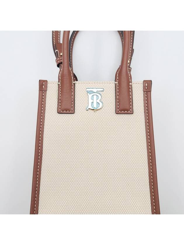 Frances Canvas Leather Mini Tote Bag Ecru Tan - BURBERRY - BALAAN 8