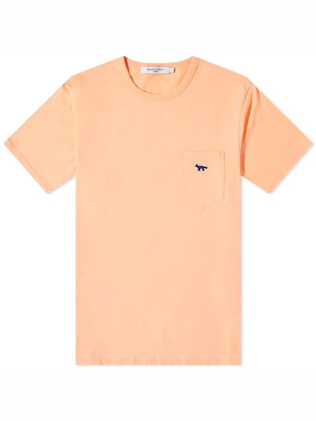 Men's Navy Fox Patch Pocket Short Sleeve T-Shirt Orange - MAISON KITSUNE - BALAAN 3