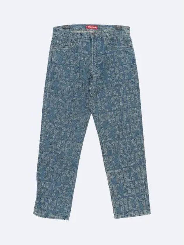 All over needle punch regular denim bare bottom pants FW23P54 BLUE 1040190 - SUPREME - BALAAN 1