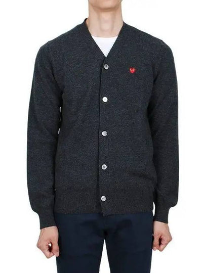 Mini Heart Wappen Wool Cardigan Dark Grey - COMME DES GARCONS - BALAAN 2