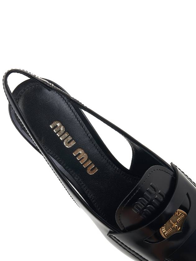 Leather Penny Slingback Heels Black - MIU MIU - BALAAN.