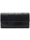 Cassette Flap Leather Long Wallet Black - BOTTEGA VENETA - BALAAN 3