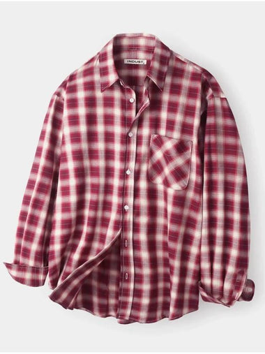 flannel check long sleeve shirt red - INDUST - BALAAN 1