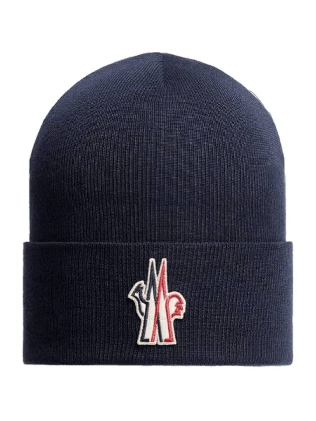 Pure Wool Beanie Navy Blue - MONCLER - BALAAN 1