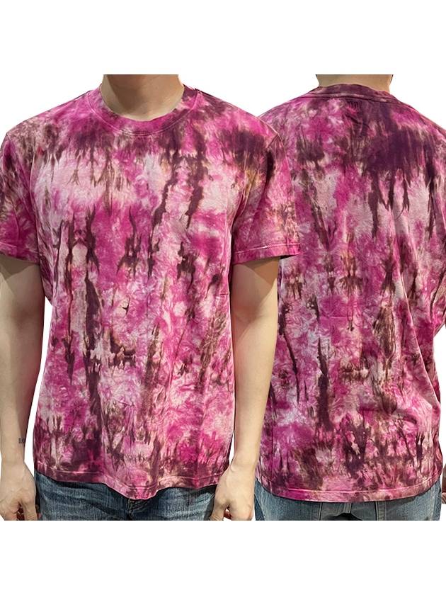 Tie Dye Printed Short Sleeve T-Shirt Pink - AMI - BALAAN 2