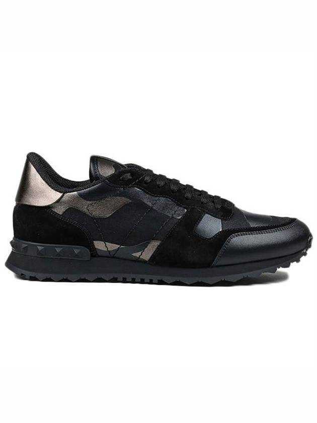 Camo Bronze Rockrunner Low Top Sneakers Black - VALENTINO - BALAAN 1