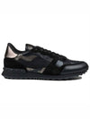 Camo Bronze Rockrunner Low Top Sneakers Black - VALENTINO - BALAAN 2