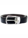 Horseshoe Buckle Reversible Leather Belt Black Brown - MONTBLANC - BALAAN 2