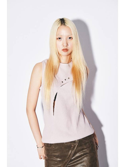 Texture Eyelet point sleeveless lilac - GYEOL - BALAAN 2