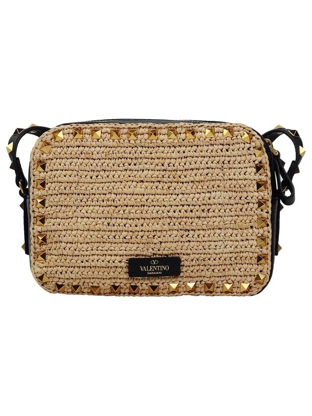 Rockstud Raffia Cross Bag Beige - VALENTINO - BALAAN 2