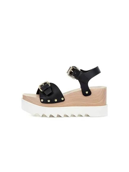 Elyse wood platform sandals black - STELLA MCCARTNEY - BALAAN 1