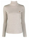 Fox Head Patch Fitted Wool Turtleneck Beige Melange - MAISON KITSUNE - BALAAN 3