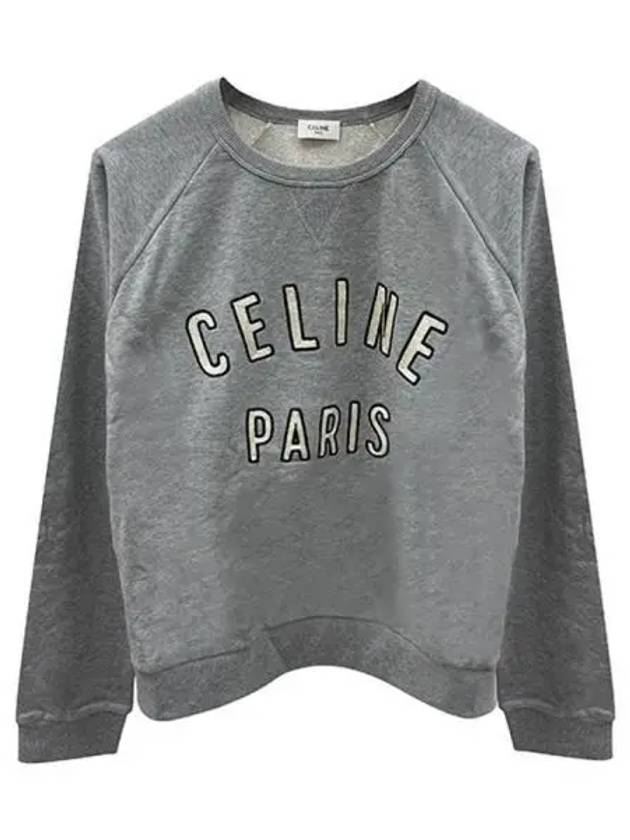 Paris Loose Cotton Fleece Man To Man Grey Melange - CELINE - BALAAN 2