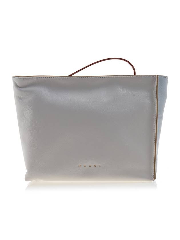 Color Block Logo Print Leather Pouch Bag White - MARNI - BALAAN 1