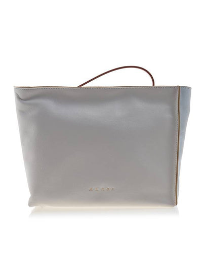 Color Block Logo Print Leather Pouch Bag White - MARNI - BALAAN 2