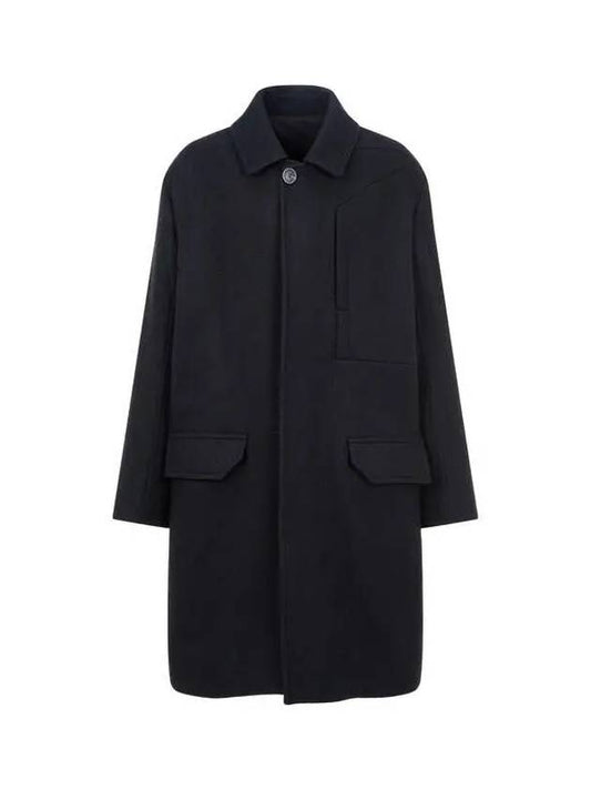 MEN Jumbo Wool Hidden Button Mac Coat Black 271564 - RICK OWENS - BALAAN 1