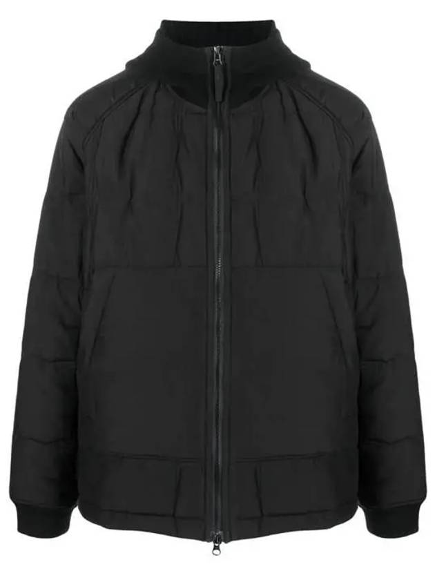 Wappen Patch Quilted Cupro Cotton Zip Up Hoodie Black - STONE ISLAND - BALAAN 3