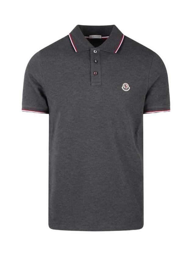 Logo Patch Short Sleeve Polo Dark Grey - MONCLER - BALAAN 1