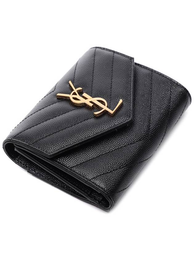 Matelasse Monogram Quilting Flap Half Wallet Black - SAINT LAURENT - BALAAN 6