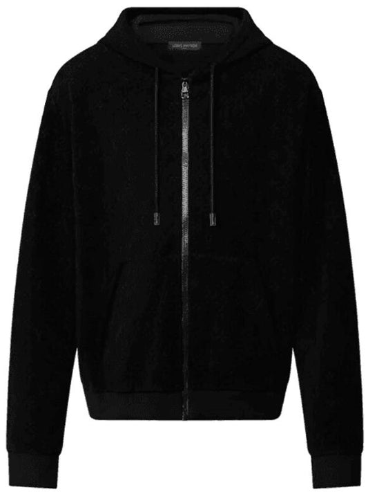 Monogram French Terry Hooded Zip Up Black - LOUIS VUITTON - BALAAN 1