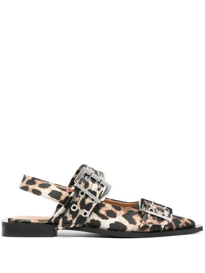 Leopard Satin Feminine Buckle Ballerina Brown - GANNI - BALAAN 2