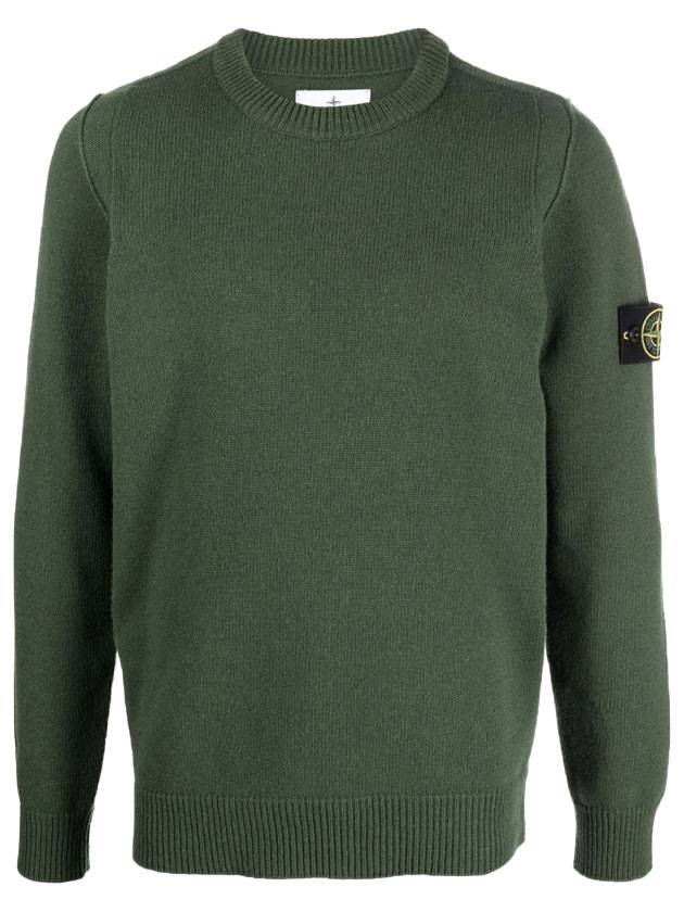 Wappen Patch Crew Neck Wool Knit Top Khaki - STONE ISLAND - BALAAN 1