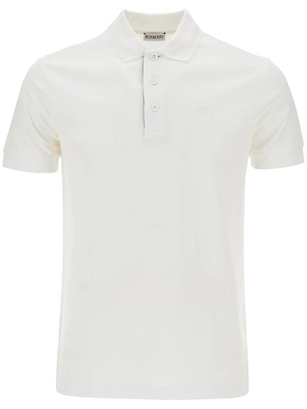 white cotton polo with embroidered logo - BURBERRY - BALAAN 1