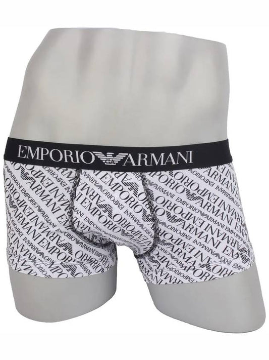 All Over Logo Elastic Band Cotton Trunk Briefs White - EMPORIO ARMANI - BALAAN 2