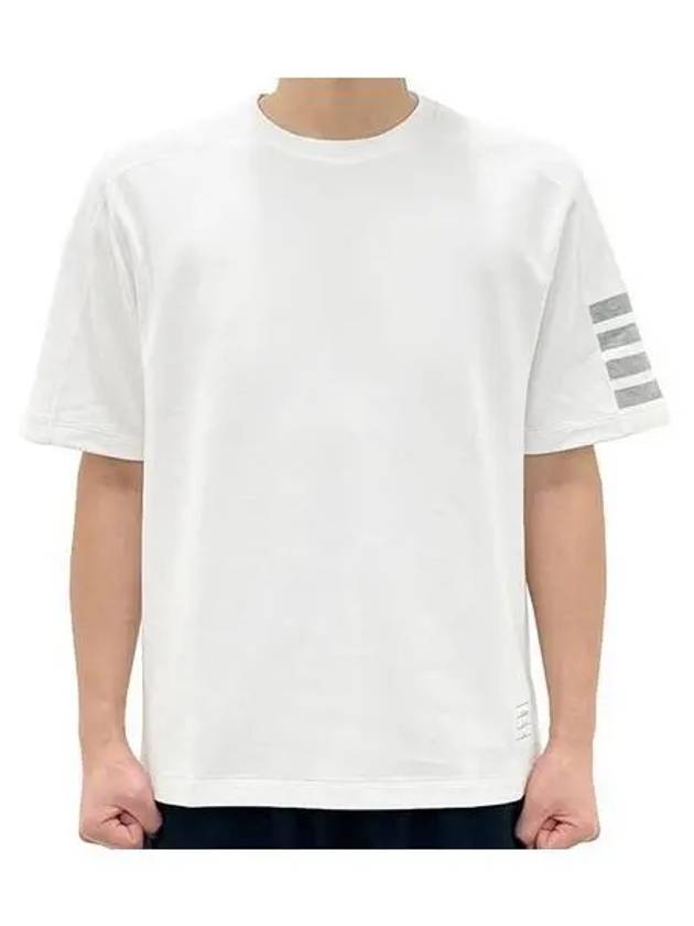 diagonal armband side slit short sleeve t shirt 1094536 - THOM BROWNE - BALAAN 1