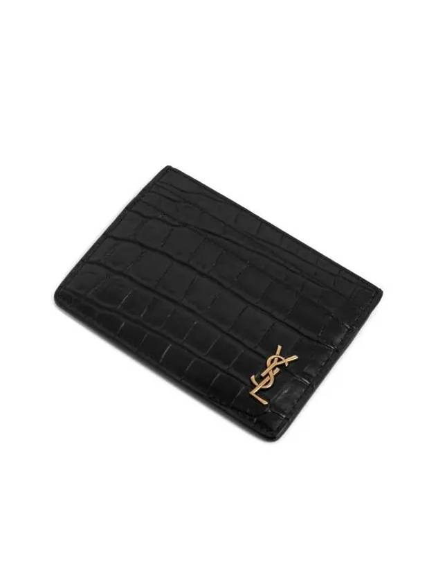 Monogram Logo Crocodile Card Wallet Black - SAINT LAURENT - BALAAN 7