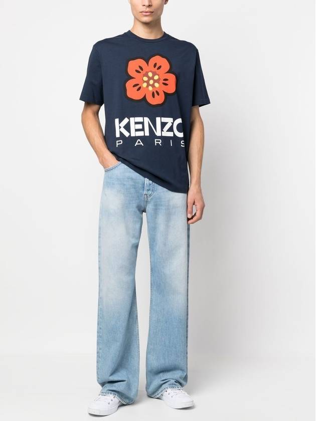 Boke Flower Short Sleeve T-Shirt Navy - KENZO - BALAAN 3