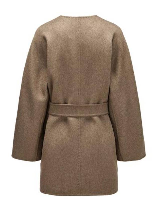 Albata Crew Neck Belt Single Coat Brown - MAX MARA - BALAAN 3