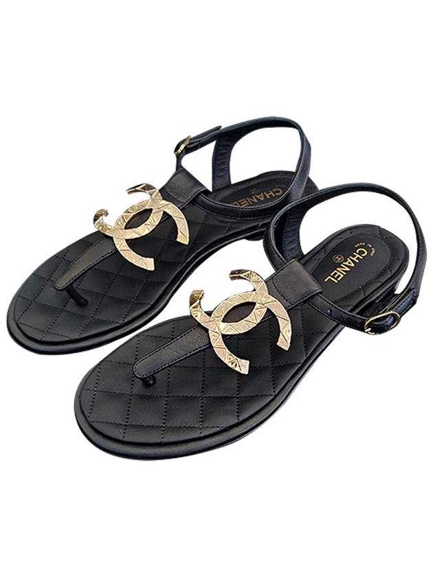 Big logo flip flop women's gold sandals - CHANEL - BALAAN 1