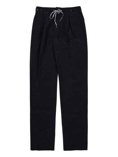 Drawstring Cotton High Waist Pants Black - MAISON MARGIELA - BALAAN 2