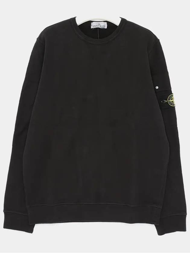 Brushed Organic Cotton Fleece Sweatshirt Black - STONE ISLAND - BALAAN 4